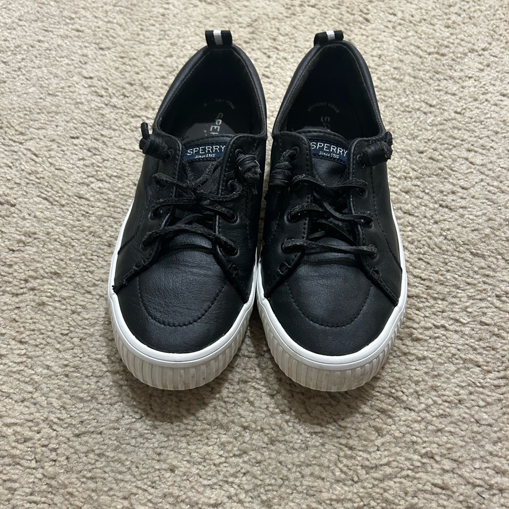Sperry Black Leather Tennis Shoes